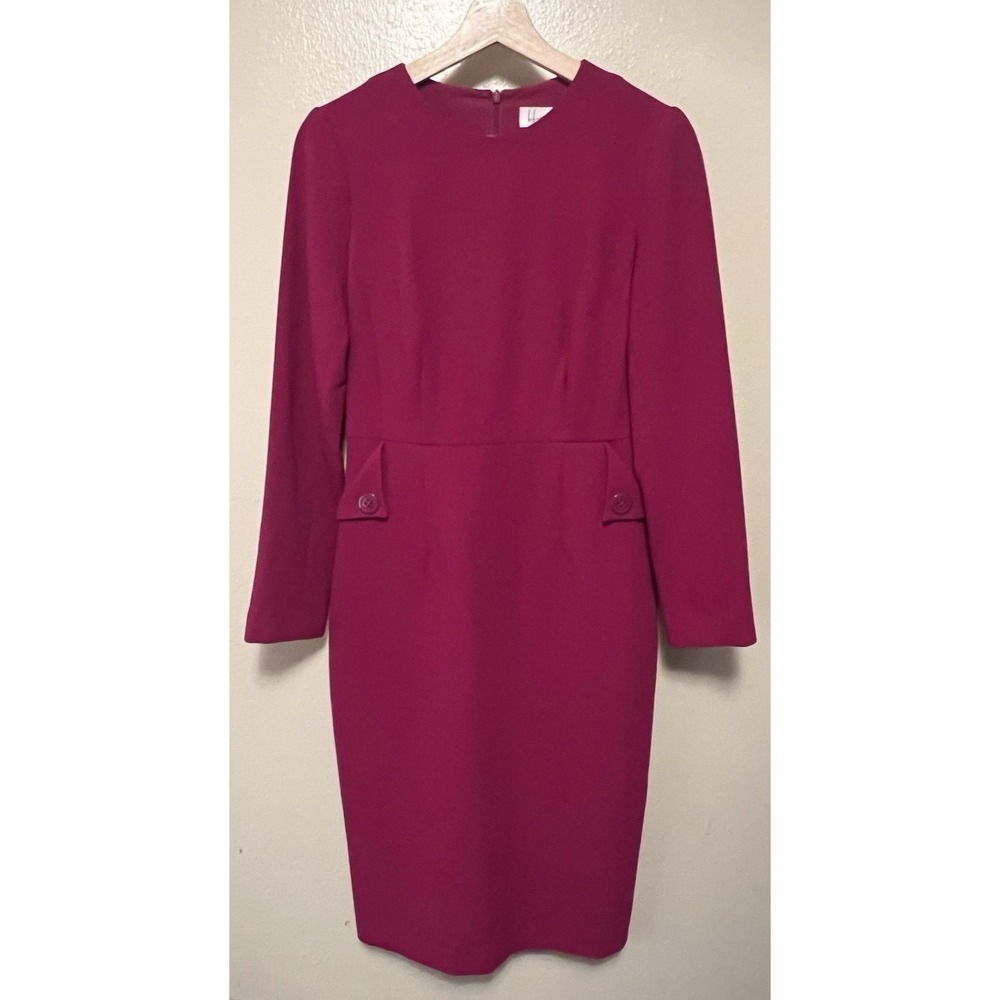 Harper Rose Sheath Dress Fuschia Pockets Button Sleeve Lined Womens Dress Size 4